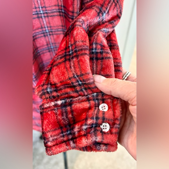 LUUKSE Buffalo Check Plaid V-Neck Fluffy Soft (PJ) Flannel Shirt Sz XL - Picture 5 of 12